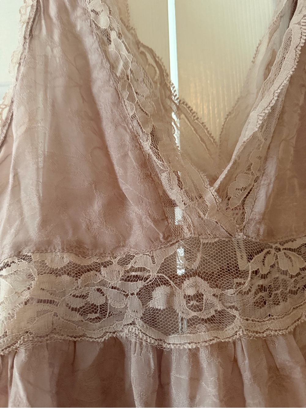 Free People Dusty Rose Lace Trim Chemise - Picture 2 of 4